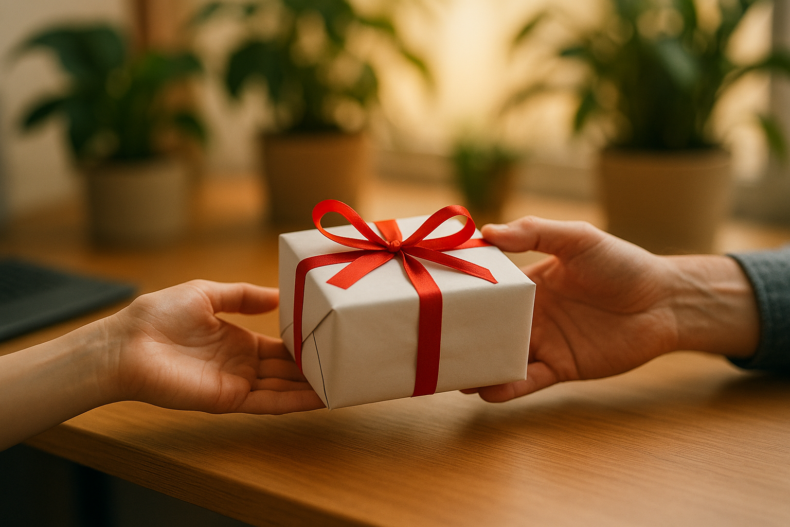 Wichtel-Geschenk übergeben – Freude beim Geschenkeaustausch in der Gruppe