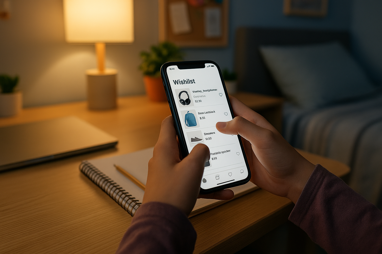 Teenager erstellt Wunschliste auf dem Smartphone – einfach und schnell
