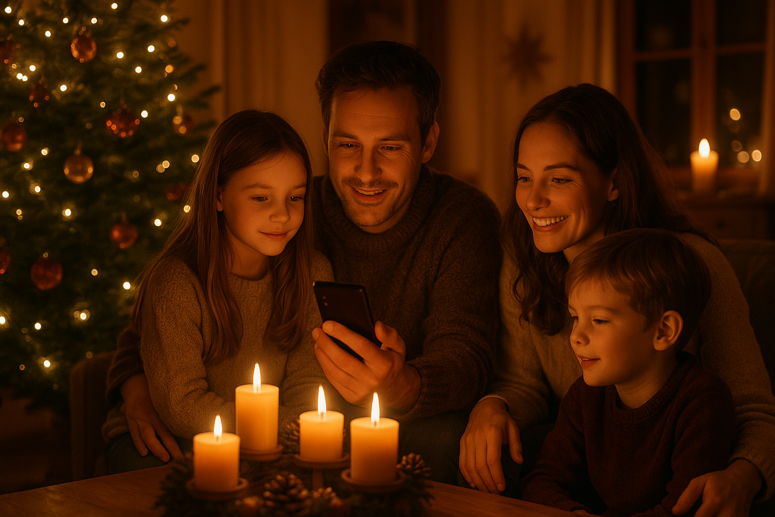 Weihnachtliche Wunschliste auf dem Smartphone – Familie koordiniert Geschenke