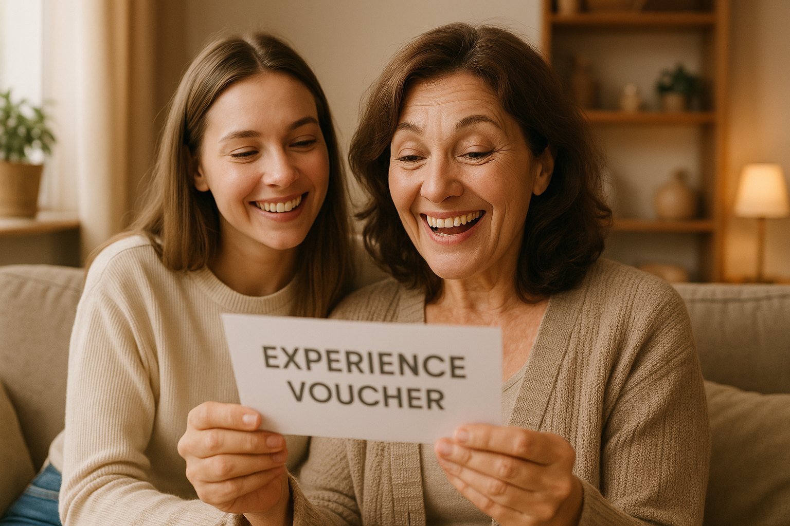 Mutter genießt ein besonderes Erlebnisgeschenk