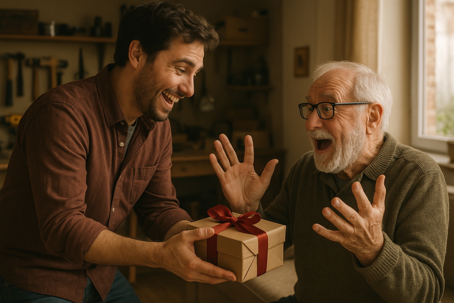 Vater freut sich über ein persönliches Geschenk