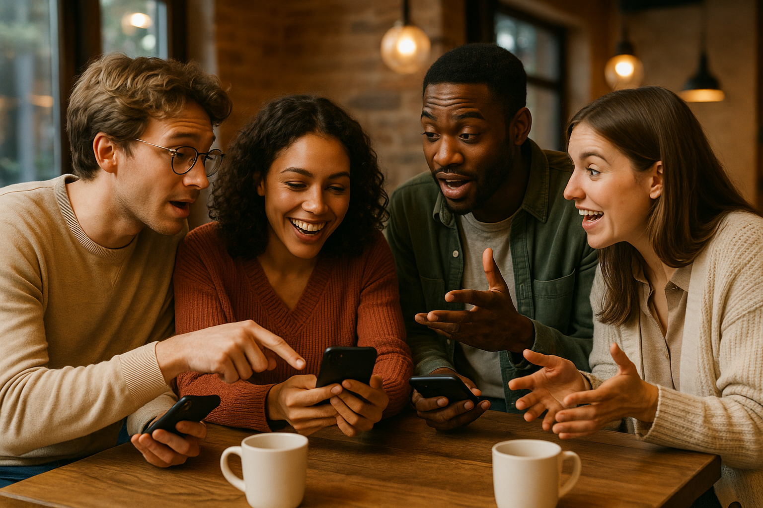 Gruppe von Menschen plant gemeinsam ein Geschenk