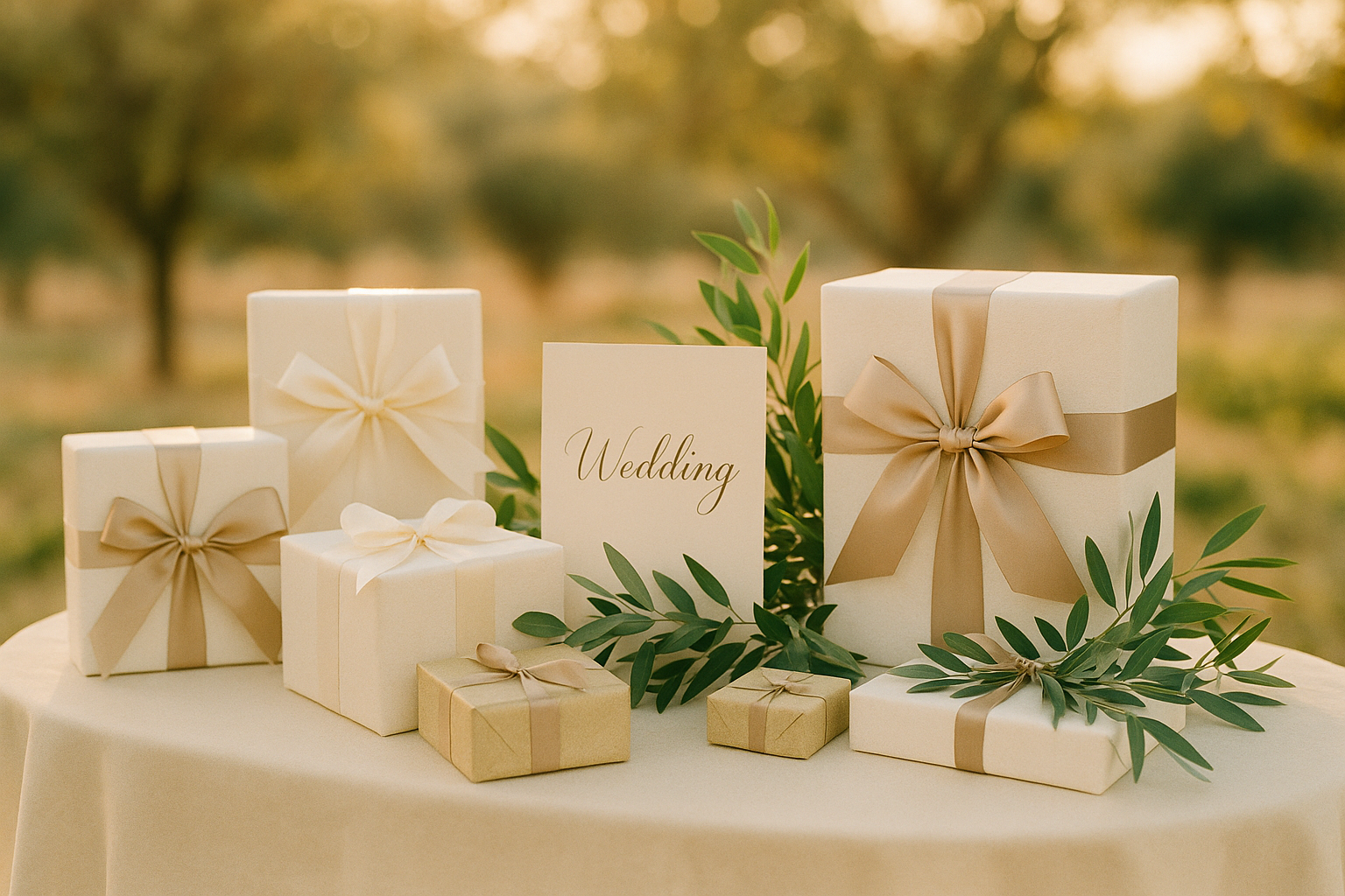 Brautpaar empfängt Hochzeitsgeschenke
