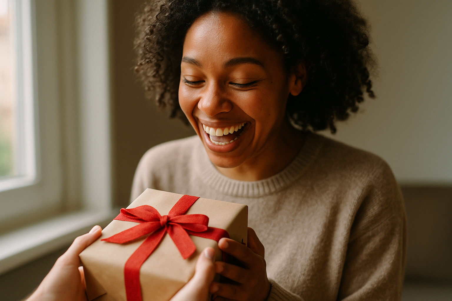 Freude beim Überreichen eines durchdachten Geschenks